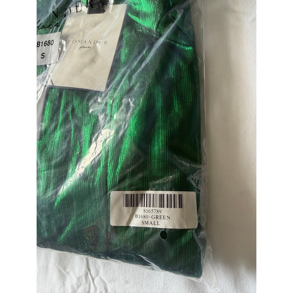 NWT Tuckernuck Pomander Place Lillith Emerald Metallic Pleated Midi Dress S - Picture 5 of 7